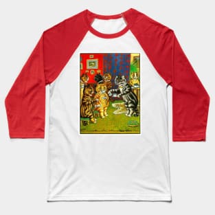 Cat Tea Party: A Louis Wain abstract psychedelic Art Print Baseball T-Shirt